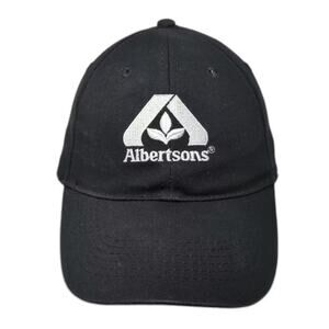 Albertsons Baseball Cap Black White Hat One Size Adjustable Strapback Cotton
